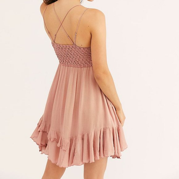 NEW Free People Adella Slip Mini Dress Rose Pink - Picture 5 of 9